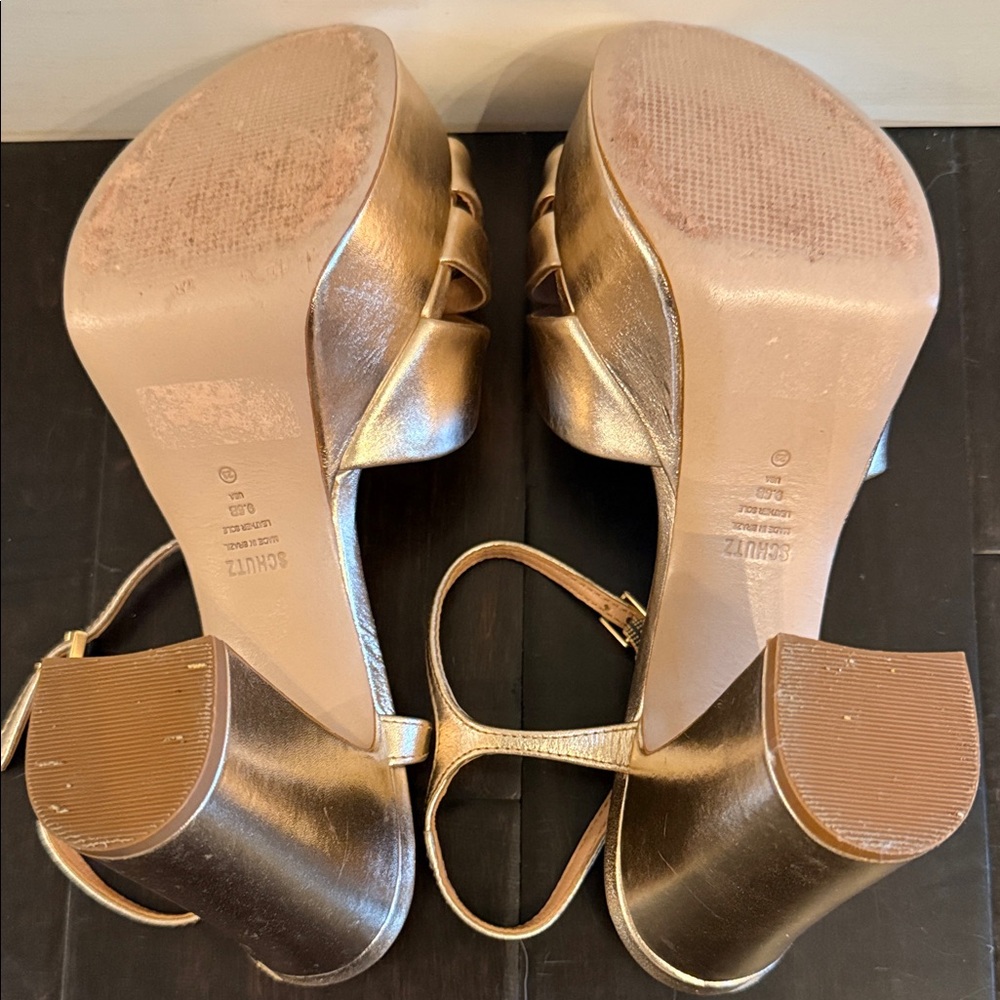 SCHUTZ Metallic Gold Platform Heels - Picture 6 of 6